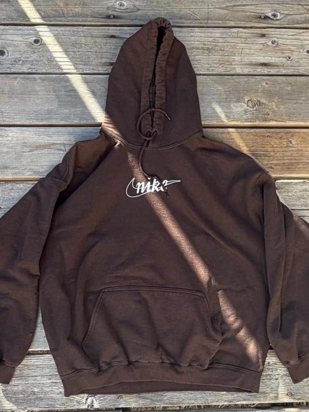 Nike Vintage Swoosh Brown Fleece Custom Hoodie